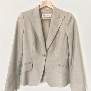 MaxMara light taupe virgin wool blazer US size 4